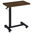 Pemberly Row Adjustable C-Shape Side Table with Casters in Dark Pine
