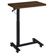 Pemberly Row Adjustable C-Shape Side Table with Casters in Dark Pine