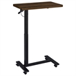Pemberly Row Adjustable C-Shape Side Table with Casters in Dark Pine