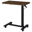 Pemberly Row Adjustable C-Shape Side Table with Casters in Dark Pine
