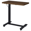 Pemberly Row Adjustable C-Shape Side Table with Casters in Dark Pine