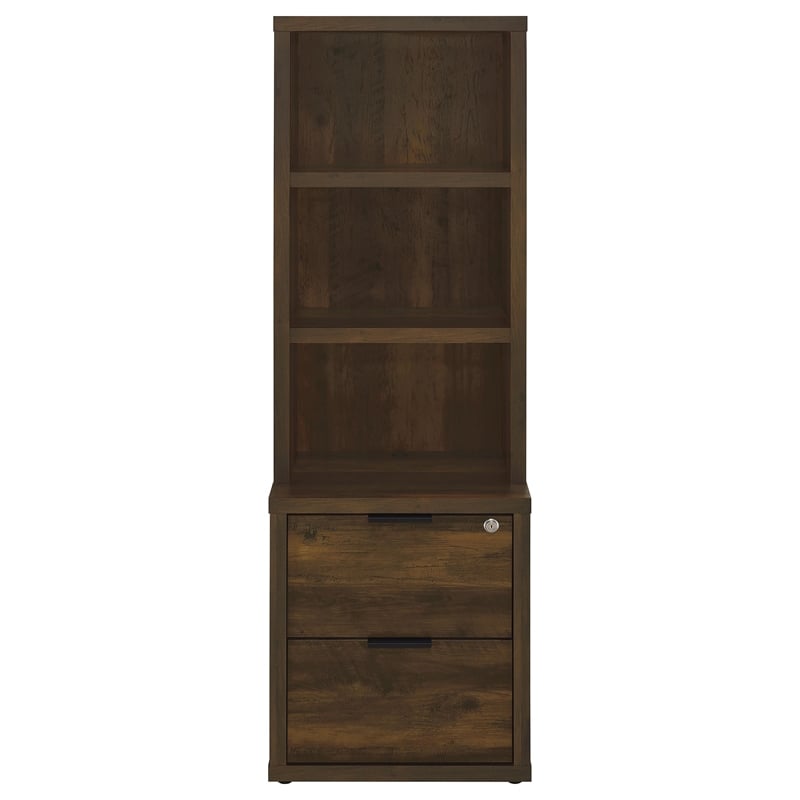 Pemberly Row 3-Piece Wood Wall Unit Bookcase Set with USB in Dark Pine