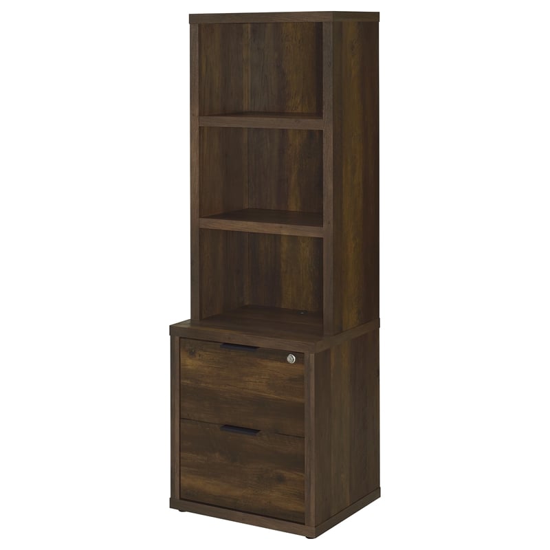 Pemberly Row 3-Piece Wood Wall Unit Bookcase Set with USB in Dark Pine