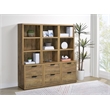 Pemberly Row 3-Piece Wood Wall Unit Bookcase Set with USB in Mango Brown
