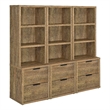 Pemberly Row 3-Piece Wood Wall Unit Bookcase Set with USB in Mango Brown