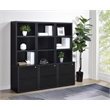 Pemberly Row 3-Piece Wood Wall Unit Bookcase Set with USB in Black