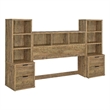 Pemberly Row 3-Piece Wood Queen Bedroom Set Bookcase Headboard in Brown