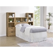 Pemberly Row 3-Piece Wood Twin Bedroom Set Bookcase Headboard in Brown