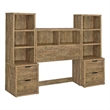 Pemberly Row 3-Piece Wood Twin Bedroom Set Bookcase Headboard in Brown