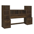 Pemberly Row 3-Piece Wood Full Bedroom Set Bookcase Headboard in Dark Pine