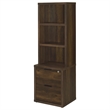 Pemberly Row 3-Piece Wood Twin Bedroom Set Bookcase Headboard in Dark Pine