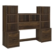 Pemberly Row 3-Piece Wood Twin Bedroom Set Bookcase Headboard in Dark Pine