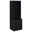 Pemberly Row 3-Piece Wood Full Bedroom Set Bookcase Headboard in Black