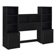 Pemberly Row 3-Piece Wood Twin Bedroom Set Bookcase Headboard in Black