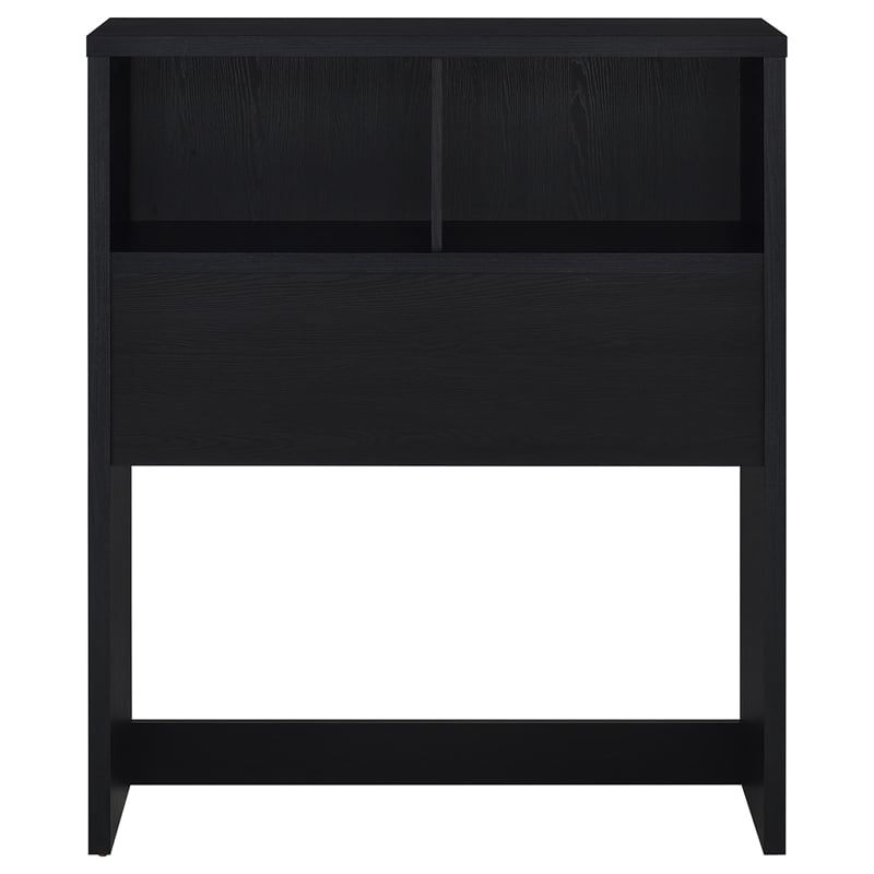 Pemberly Row 49-inch Twin Wood Bookcase Headboard with 2 Cubbies in Black