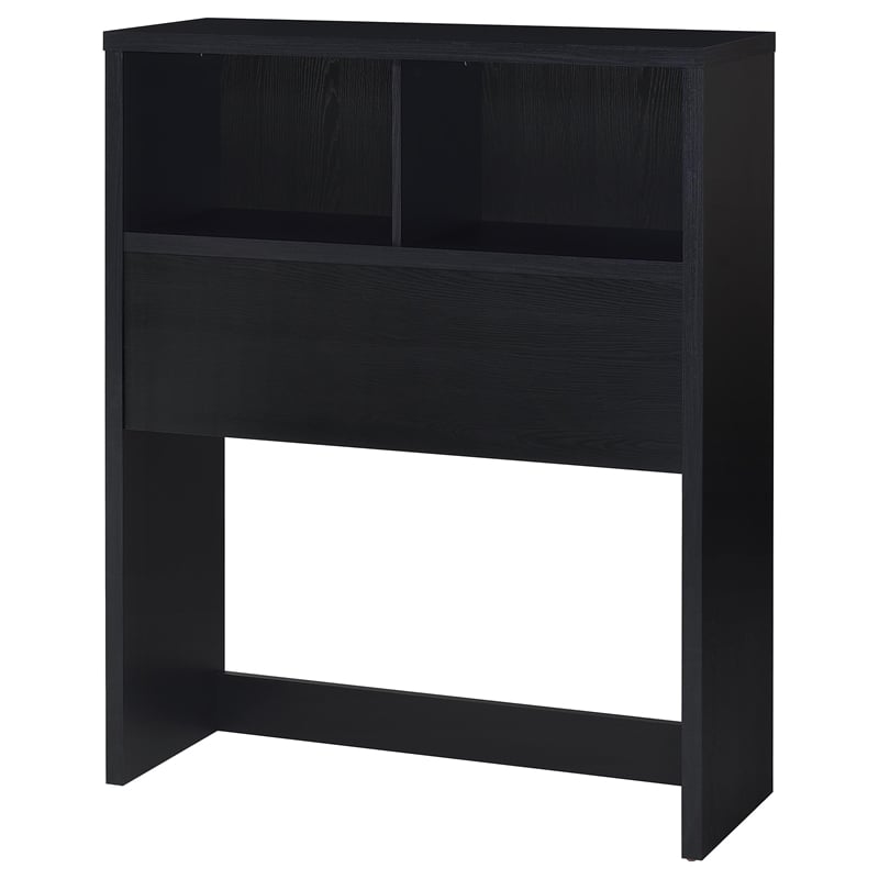 Pemberly Row 49-inch Twin Wood Bookcase Headboard with 2 Cubbies in Black