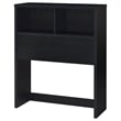 Pemberly Row 49-inch Twin Wood Bookcase Headboard with 2 Cubbies in Black
