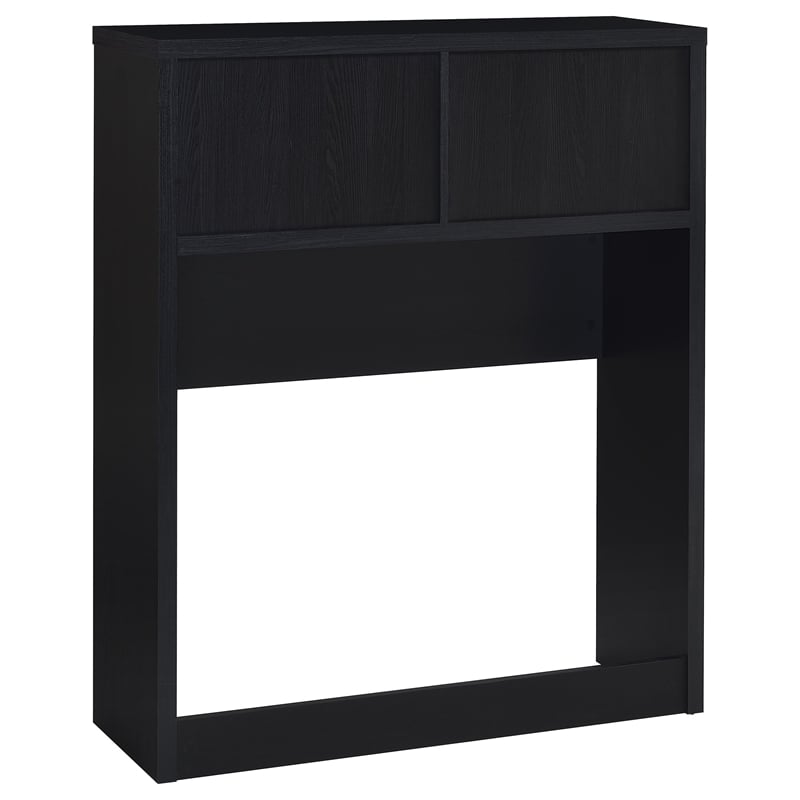 Pemberly Row 49-inch Twin Wood Bookcase Headboard with 2 Cubbies in Black