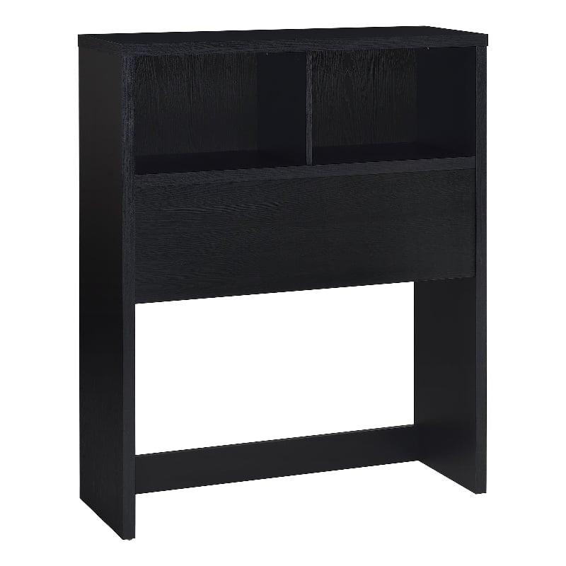 Pemberly Row 49-inch Twin Wood Bookcase Headboard with 2 Cubbies in Black