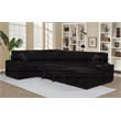 Pemberly Row Fabric Sleeper Sectional Sofa Storage Chaise in Black