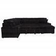 Pemberly Row Fabric Sleeper Sectional Sofa Storage Chaise in Black
