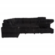 Pemberly Row Fabric Sleeper Sectional Sofa Storage Chaise in Black