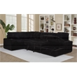 Pemberly Row Fabric Sleeper Sectional Sofa Storage Chaise in Black