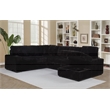 Pemberly Row Fabric Sleeper Sectional Sofa Storage Chaise in Black
