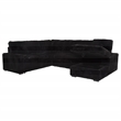 Pemberly Row Fabric Sleeper Sectional Sofa Storage Chaise in Black