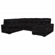 Pemberly Row Fabric Sleeper Sectional Sofa Storage Chaise in Black