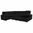 Pemberly Row Fabric Sleeper Sectional Sofa Storage Chaise in Black
