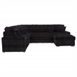 Pemberly Row Fabric Sleeper Sectional Sofa Storage Chaise in Black