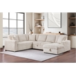 Pemberly Row Corduroy Sleeper Sectional Sofa with Storage Chaise in Camel