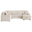 Pemberly Row Corduroy Sleeper Sectional Sofa with Storage Chaise in Camel