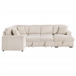 Pemberly Row Corduroy Sleeper Sectional Sofa with Storage Chaise in Camel