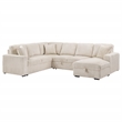 Pemberly Row Corduroy Sleeper Sectional Sofa with Storage Chaise in Camel