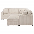 Pemberly Row Corduroy Sleeper Sectional Sofa with Storage Chaise in Camel