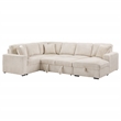 Pemberly Row Corduroy Sleeper Sectional Sofa with Storage Chaise in Camel