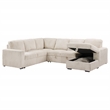 Pemberly Row Corduroy Sleeper Sectional Sofa with Storage Chaise in Camel