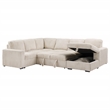 Pemberly Row Corduroy Sleeper Sectional Sofa with Storage Chaise in Camel