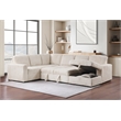 Pemberly Row Corduroy Sleeper Sectional Sofa with Storage Chaise in Camel