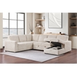Pemberly Row Corduroy Sleeper Sectional Sofa with Storage Chaise in Camel