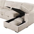 Pemberly Row Corduroy Sleeper Sectional Sofa with Storage Chaise in Camel
