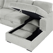 Pemberly Row Corduroy Sleeper Sectional Sofa with Storage Chaise in Grey