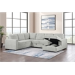 Pemberly Row Corduroy Sleeper Sectional Sofa with Storage Chaise in Grey