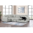Pemberly Row Corduroy Sleeper Sectional Sofa with Storage Chaise in Grey