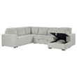 Pemberly Row Corduroy Sleeper Sectional Sofa with Storage Chaise in Grey