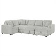 Pemberly Row Corduroy Sleeper Sectional Sofa with Storage Chaise in Grey