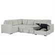 Pemberly Row Corduroy Sleeper Sectional Sofa with Storage Chaise in Grey