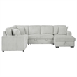 Pemberly Row Corduroy Sleeper Sectional Sofa with Storage Chaise in Grey